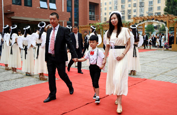 Red carpet entrance to school