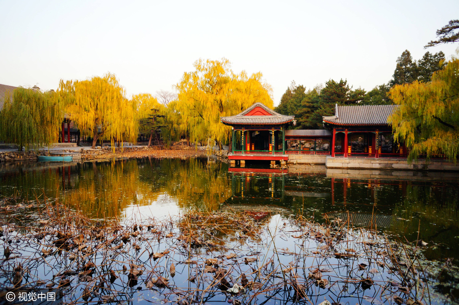 北京頤和園迎初冬 迷人景象似江南水鄉（組圖）