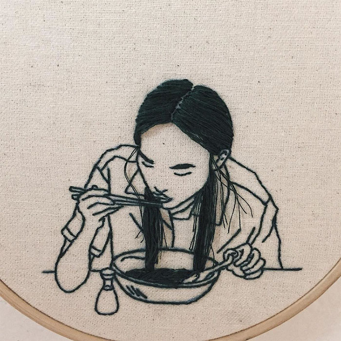 3D刺繡藝術：奪畫而出的長辮（組圖）