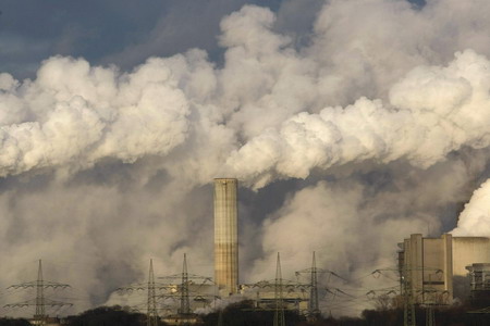 Steam billowing from power plants in Germany