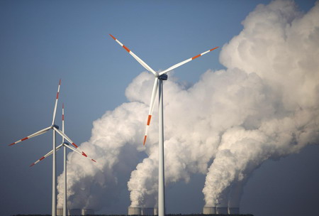 Steam billowing from power plants in Germany