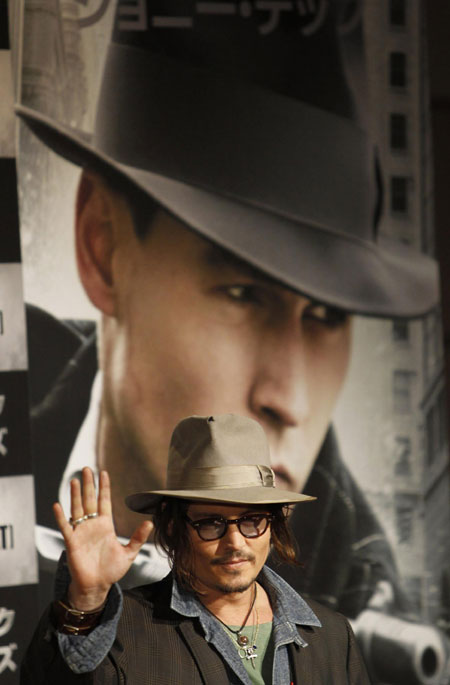 Johnny Depp promotes new movie in Tokyo