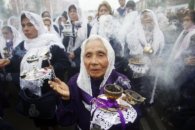 'Lord of Miracles' in procession in Peru